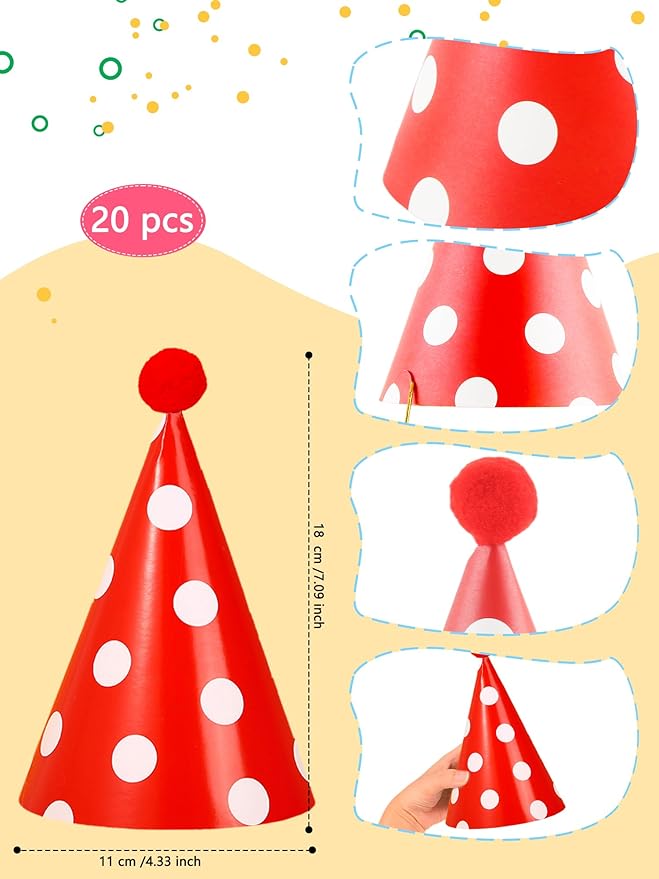 20 Pcs Birthday Party Cone Hats - Image 2