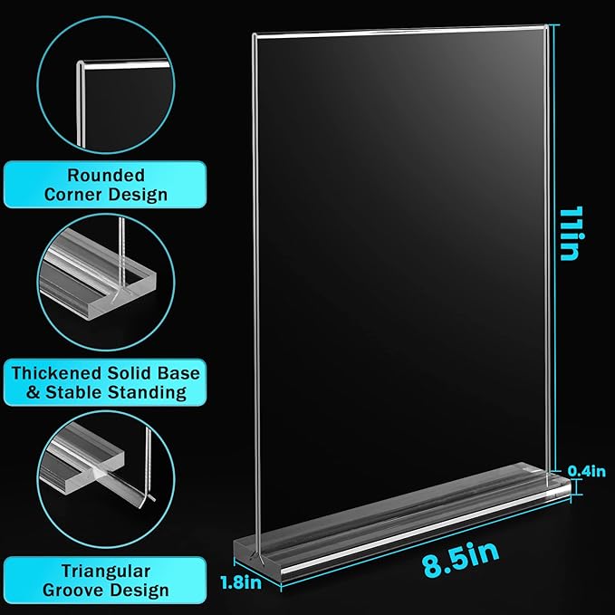 8 Pack Acrylic Sign Holder 8.5 x 11 Vertical - Image 5