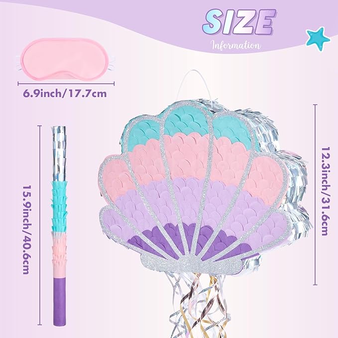 Wernnsai Mermaid Seashell Piñata - Image 3