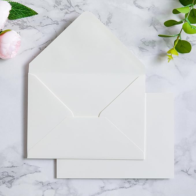 PONATIA 50 PCS A7 Envelopes, 5.25 x 7.48'' Matte Ivory Envelope, Perfect 5x7 by ponatia
