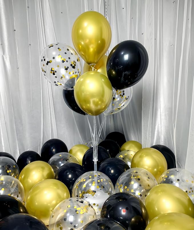300 Pack Black and Gold Balloons 12 Inch Black Gold Confetti Balloon - Image 4