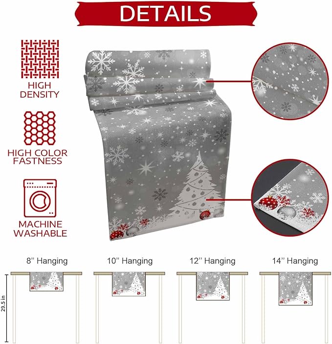 Christmas Snowflakes Cotton Linen Table Runner - Image 8