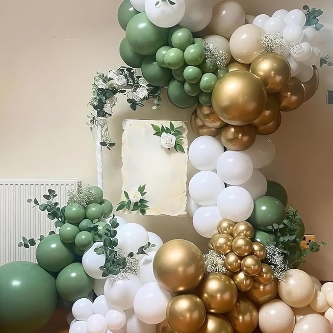 Sage Green Gold Balloons - Image 5