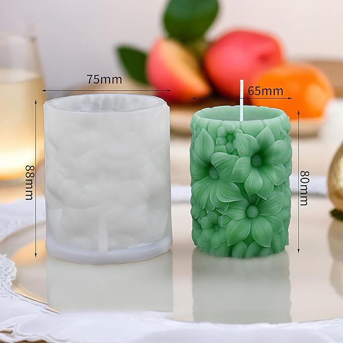 Rose Pillar Succulent Flower Silicone Wave Spiral Candle Mold - Image 2