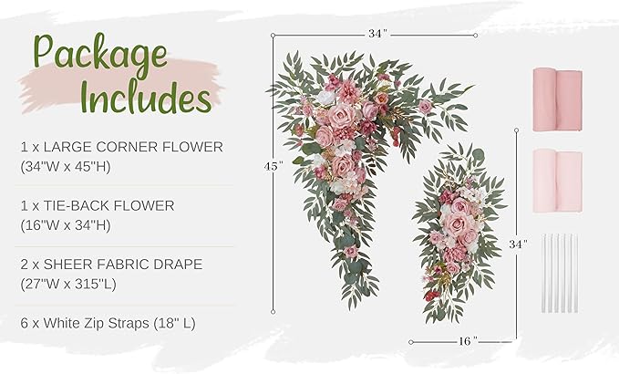 Wedding Arch Flowers with Drapes Kit - Image 5