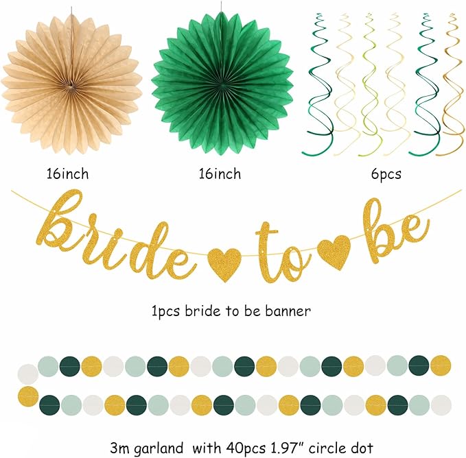 Sage Green Champagne-Gold Bachelorette Party-Decorations - Image 3