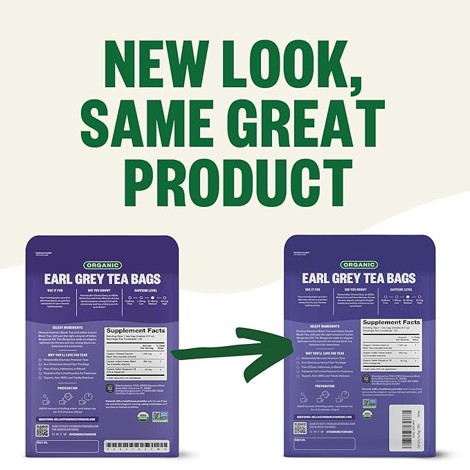 FGO Organic Earl Grey Black Tea, Eco-Conscious Tea Bags, Resealable Bag - Image 3