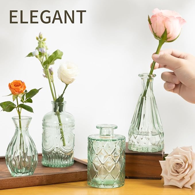 Vintage Small Glass Vases Set of 10, Mini Bud Vases - Image 6