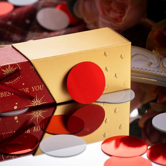Red White Table Confetti Party Decorations Metallic Circle Dot Confetti - Image 3