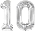 Silver 40 Inch 10 Number Balloons, 10 Decorations by Upgesy