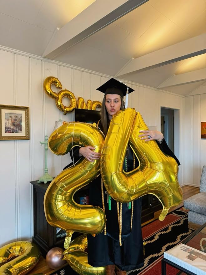 40 Inch Gold 0-9 Number Mylar Foil Balloons 2 Gold Digital Balloons - Image 6