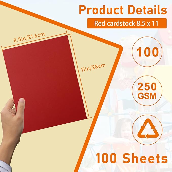 100 Sheets Christmas Red Cardstock 8.5 x 11 Scrapbooking Paper, 92lb - Image 2