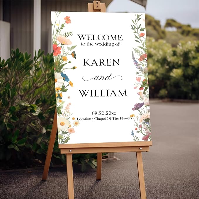 Personalized Wildflower Wedding Welcome Sign, Floral Personalized Sign - Image 2