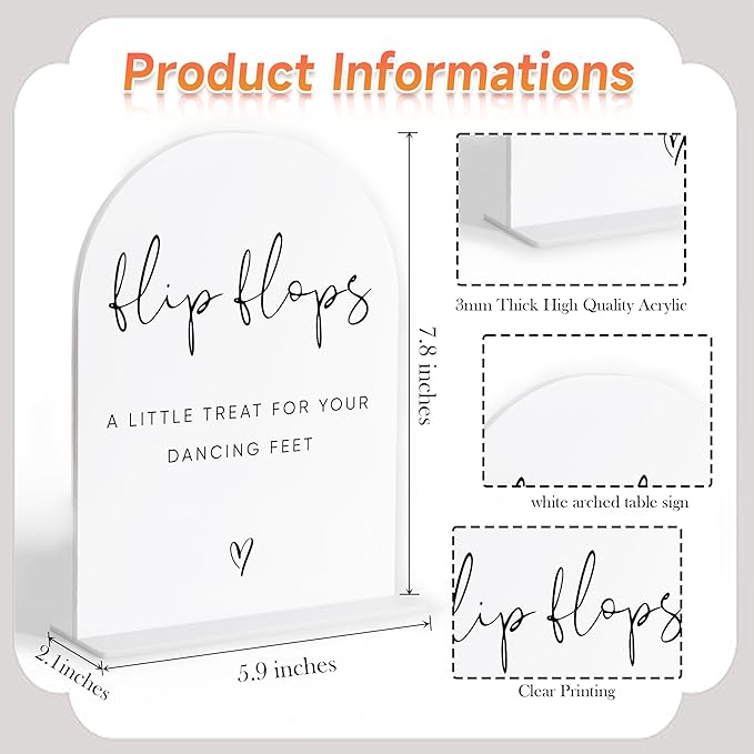 Wedding Flip Flops for Guests Sign, Wedding Dance Floor Props, Bridal Shower - Image 2