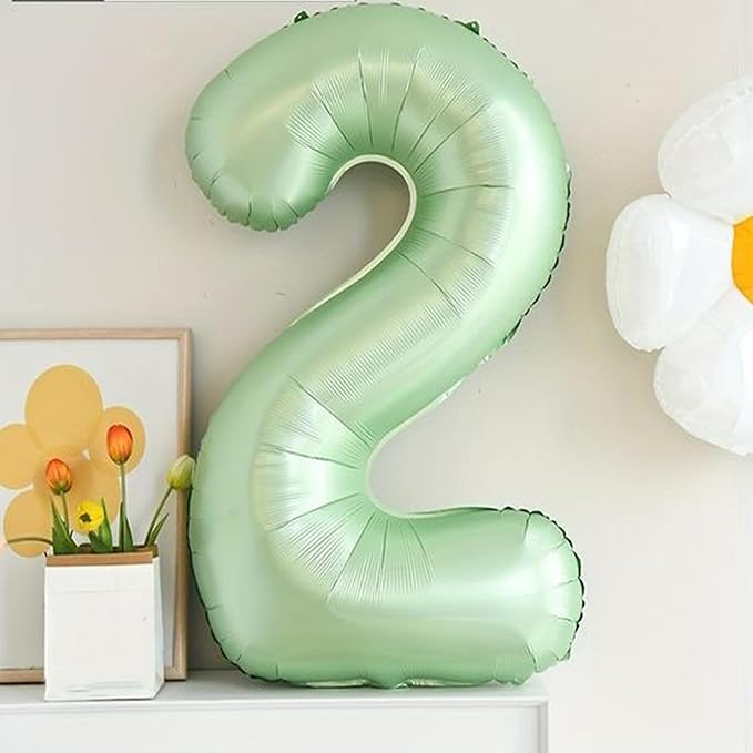 40 Balloon Number 2 Olive Green, Large Foil Number Balloons Set 0-9, Olive - Image 6