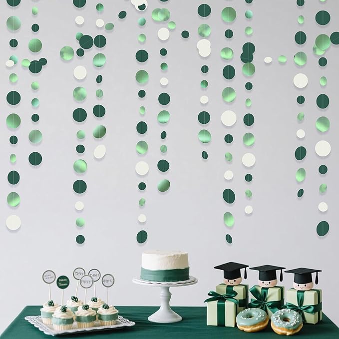 46 Ft Sage Green Party Decorations Metallic Sage Green White Polka Dots by pinkblume