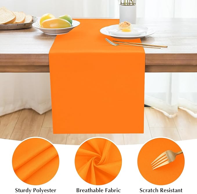 2 Pack Orange Small Short Table Runner 12 x 48 Inch Solid Color Runners Coffee - Image 4