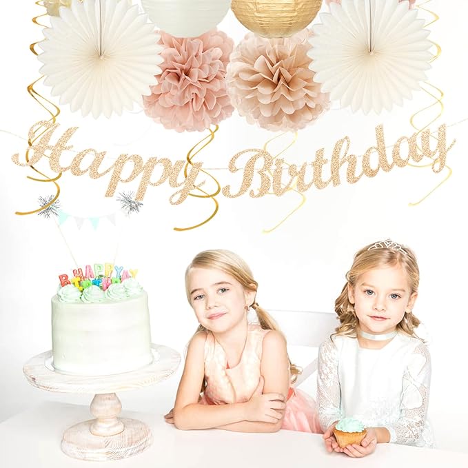Champagne-Gold Beige 16 Happy Birthday Party-Decorations - Image 6