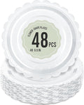 48 Pcs White Paper Plates 9 Inch Scalloped Dessert Plates by Polinook-TheAnswerToEveryClutteredSpace