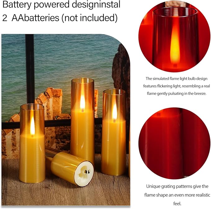 Flameless LED Candles, Upgraded Realistic Flickering Flame Battery Operated - Image 3