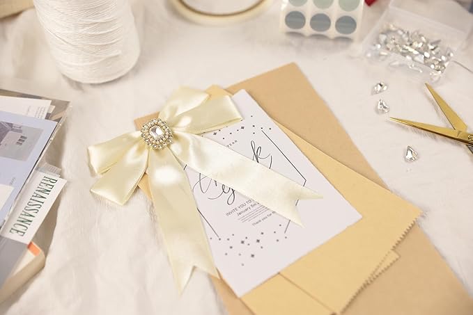 Beige Satin Ribbon 1 inch X Continuous 100 Yards, Single Face Polyester Ribbon - Image 7