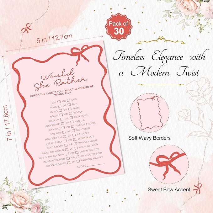 DEEKA 30 PCS Bridal Shower Games Card - Image 2