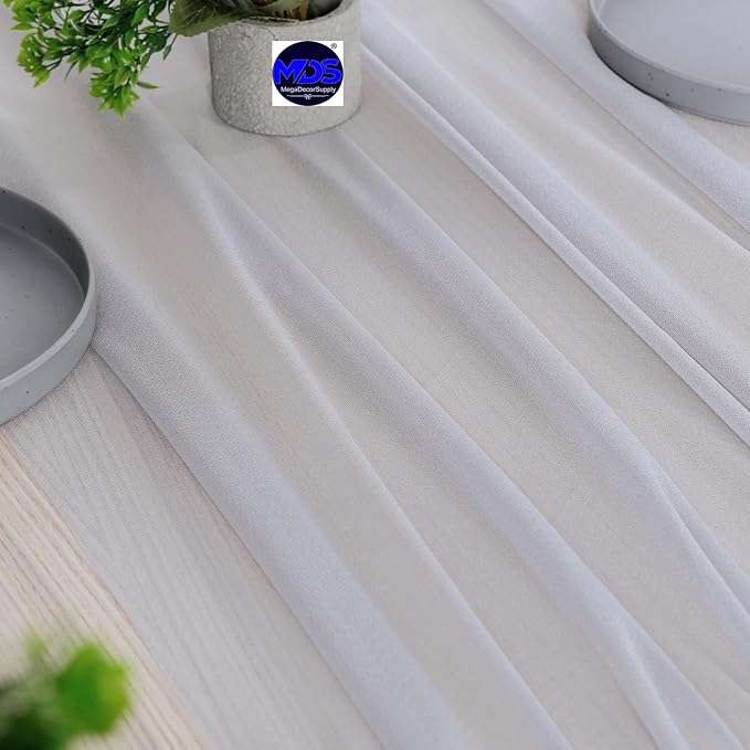MDS 15 Pack 10ft Chiffon Table Runner 29 x 120 Inches Sheer Wedding Runner - Image 5