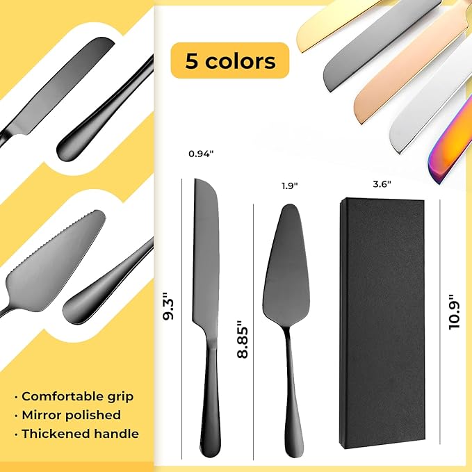 Personalized Wedding Cake Knife and Server Set Stainless Steel Cake Cutter - Image 3
