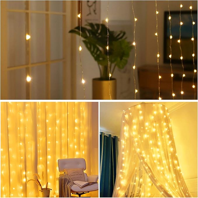 HOME LIGHTING Window Curtain String Lights, 300 LED 8 Lighting Modes Fairy - Image 3