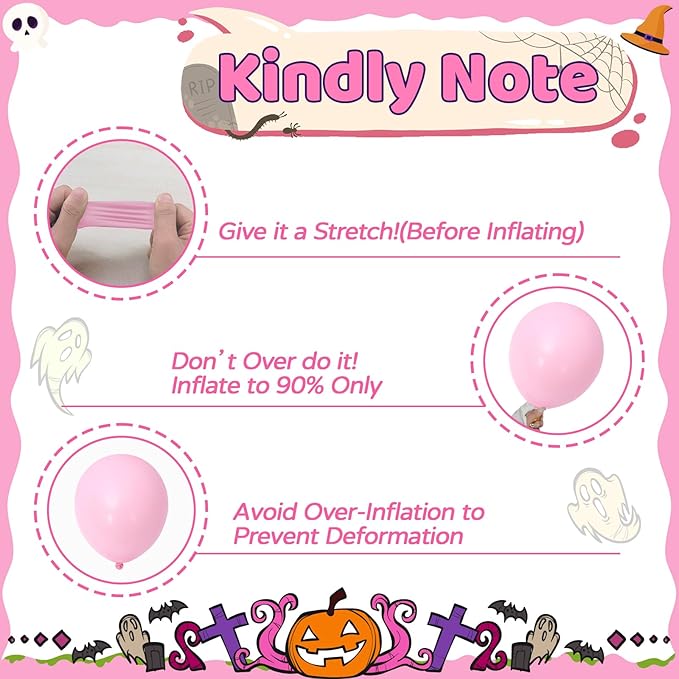 Halloween Party Balloons Decorations, 12 Inch Pink and Black Balloons Set Pink - Image 4