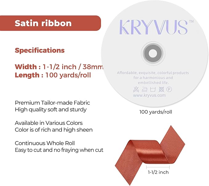 Copper Satin Ribbon 1-1/2 inch X Continuous 100 Yards, Single Face Polyester - Image 3