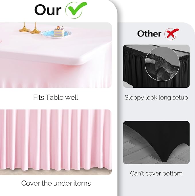 Wish Care 2 Pack Pink Spandex Table Clothes - Image 3