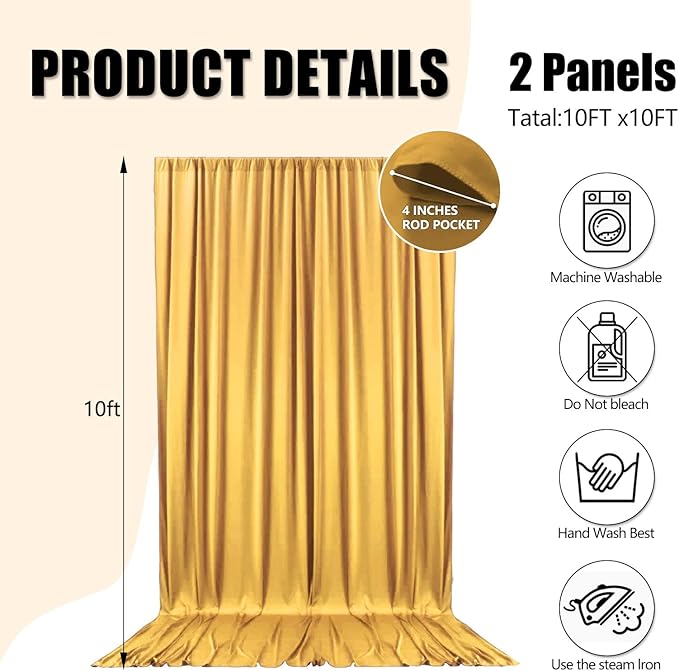 10ft x 10ft Khaki Backdrop Curtains - Image 2