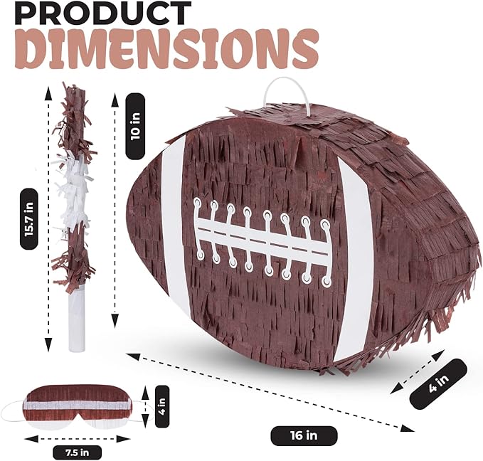 Football Pinata Bundle with a Blindfold and a Bat, Football Pinata - Image 2