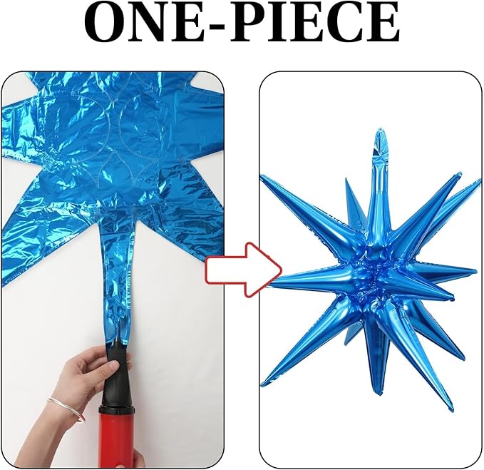 Blue Star Balloons 12pcs, 27/22 Inch Foil Star Explosion Balloons, Large Spike - Image 4