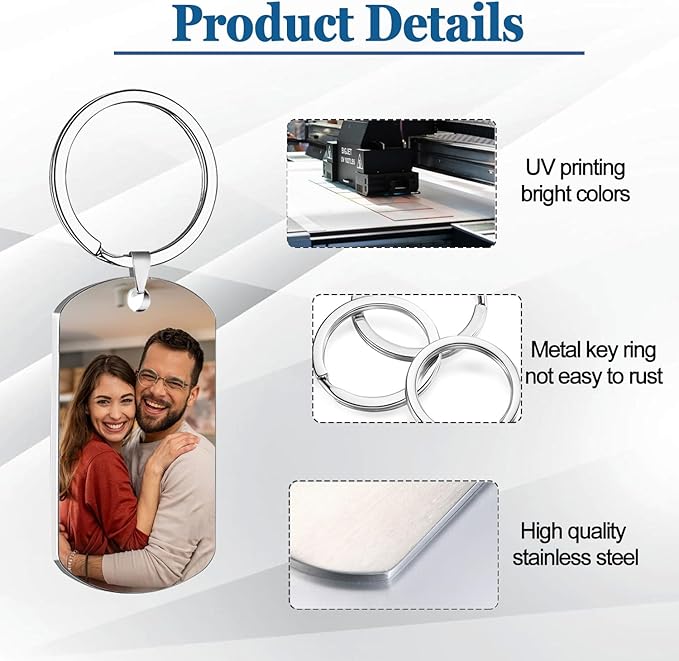 Custom Keychain with Picture, Personalized Keychain with Engraved Photo/Text - Image 3
