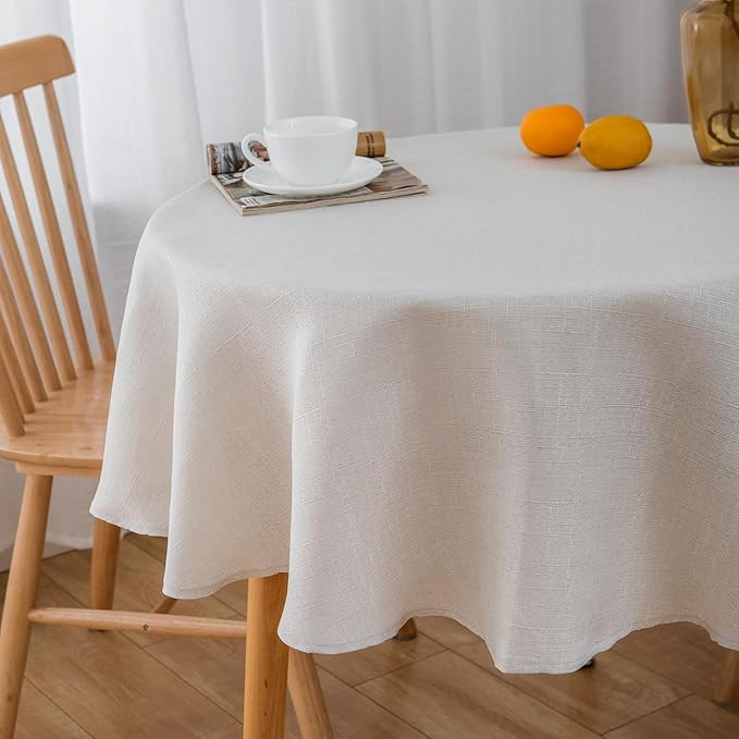 NLMUVW Linen Tablecloth for Round Table 48 Inch Linen Textured Table Cloth by NLMUVW