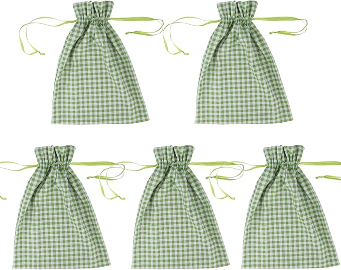 Meseey 5 Pcs Large Buffalo Plaid Burlap Bags by MeseeyRibbonBow