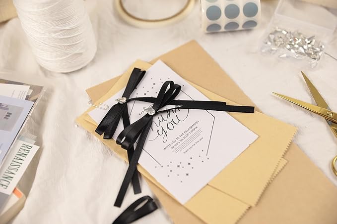 Black Satin Ribbon 1/4 inch X Continuous 100 Yards, Single Face Polyester - Image 7