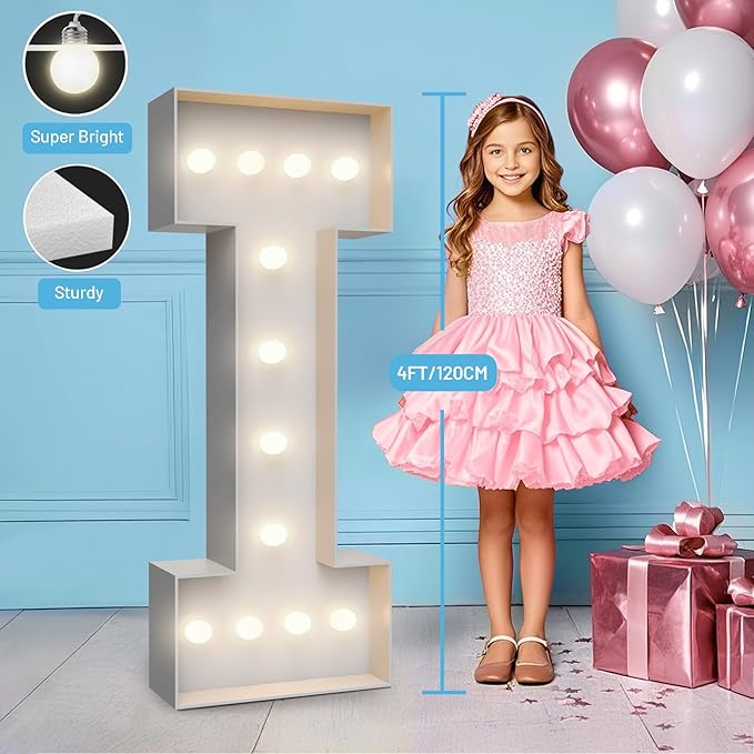 4FT Marquee Light Up Letters I, Party Decoration Large Marquee Light Up Letters - Image 3