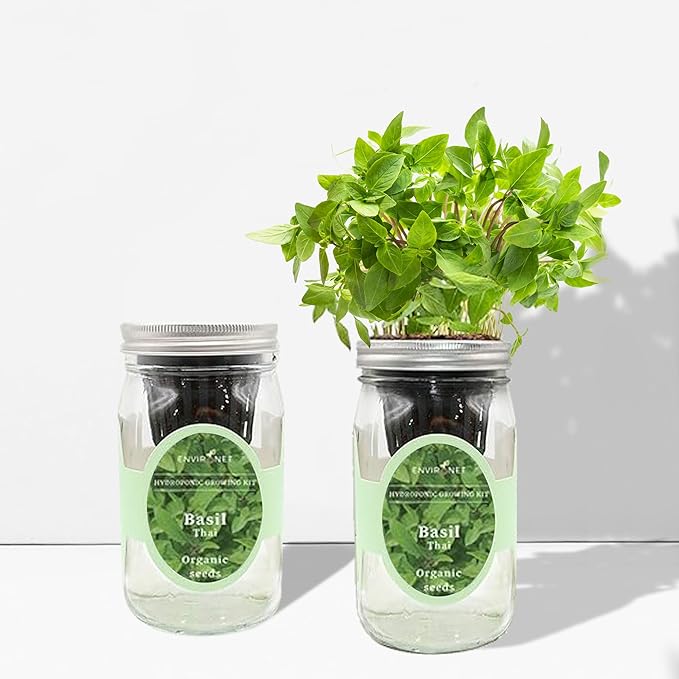 Hydroponic Herb Growing Kit, Self-Watering Mason Jar Herb Garden Starter Kit - Image 4