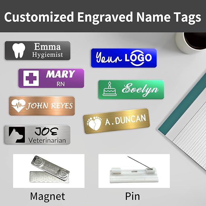 Custom Engrave Name Tag Badges Personalized Magnetic Name Badges - Image 3