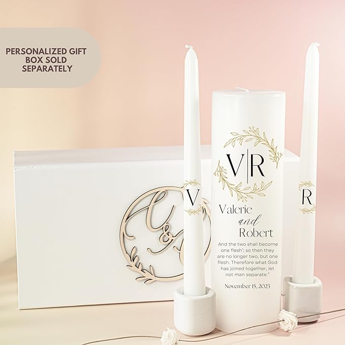 Unity Candles for Wedding, Modern Unity Set, Custom and Personalized Pillar and - Image 5