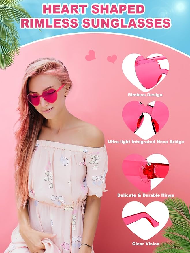 12 Pairs Heart Shaped Sunglasses - Image 4