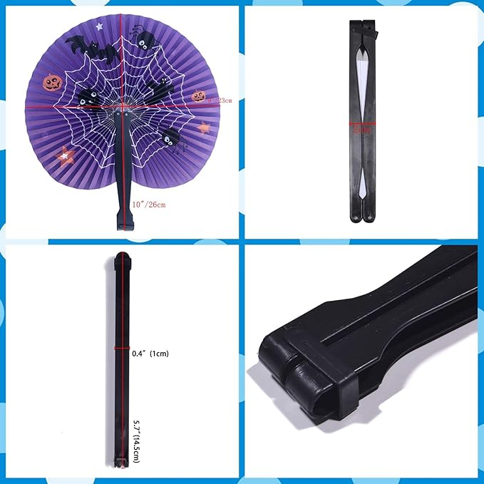 20 Pack Halloween Party Decoration Handheld Folding Paper Fan Bulk Set - Image 2