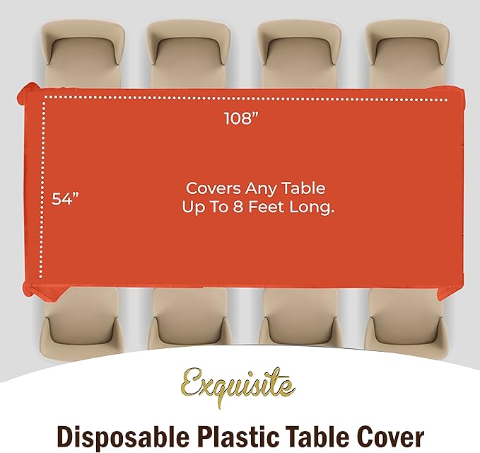 Exquisite 12-Pack Premium Plastic Tablecloth 54in. x 108in. Rectangle Table - Image 4