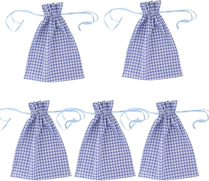 Meseey 5 Pcs Large Buffalo Plaid Burlap Bags by MeseeyRibbonBow