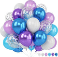 Blue Purple Snowflake Balloons Set, 12 Inch Metallic Blue Purple Balloon by TAOYE