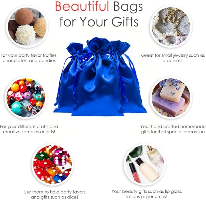 Blue Satin Gift Bags - Image 2