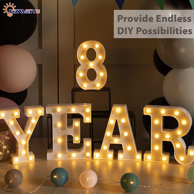 HXWEIYE Light Up Numbers-8, LED Marquee Number Lights Sign 26 Alphabet and 10 - Image 4